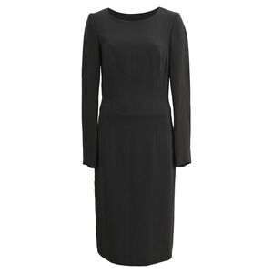 Boss by Hugo Long Sleeve Midi Dress in Black Wool